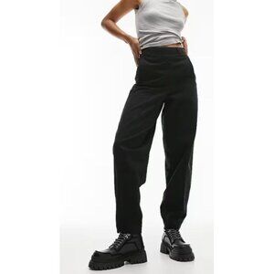 Topshop Balloon Leg High Waist Size 2 Peg Ankle Pants Cotton Side Zipper NWT